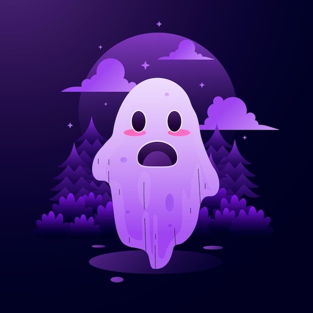 Vettore gratuito illustrazione del fantasma di halloween sfumato