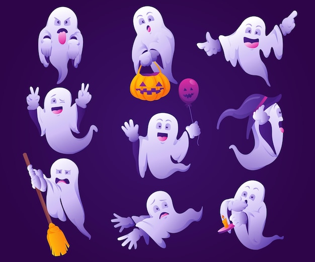 Illustrazione di fantasmi di halloween sfumato