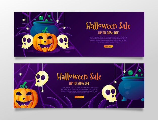 Gradient halloween horizontal banner template