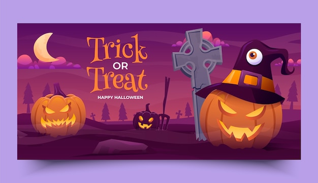 Free vector gradient halloween horizontal banner template