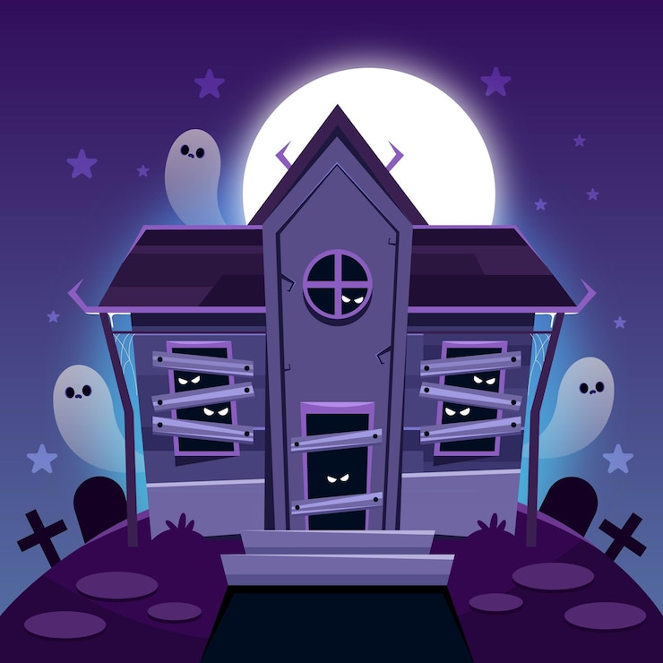 Free Vector gradient halloween house illustration