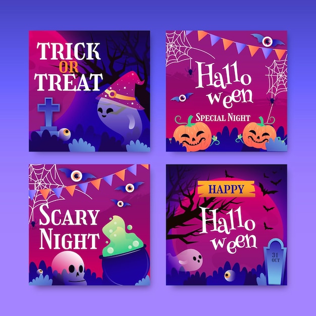 Gradient halloween instagram posts collection