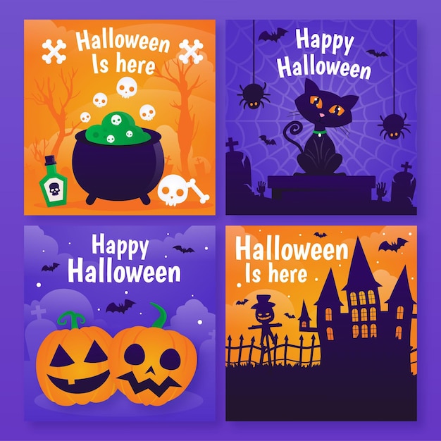 Gradient halloween instagram posts collection