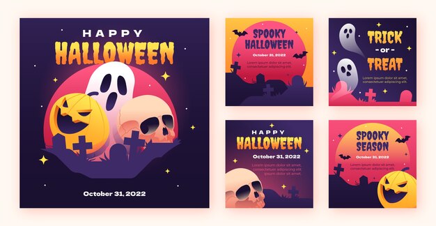 Gradient halloween instagram posts collection