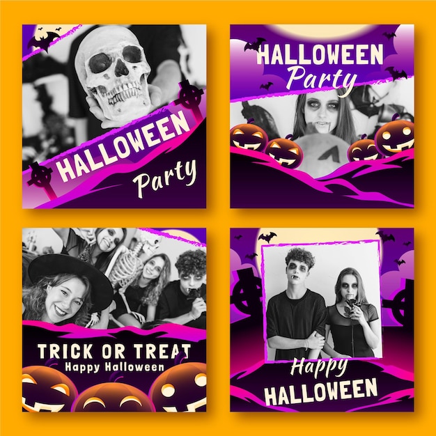 Gradient halloween instagram posts collection