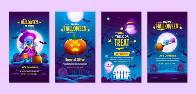 Gradient halloween instagram stories collection