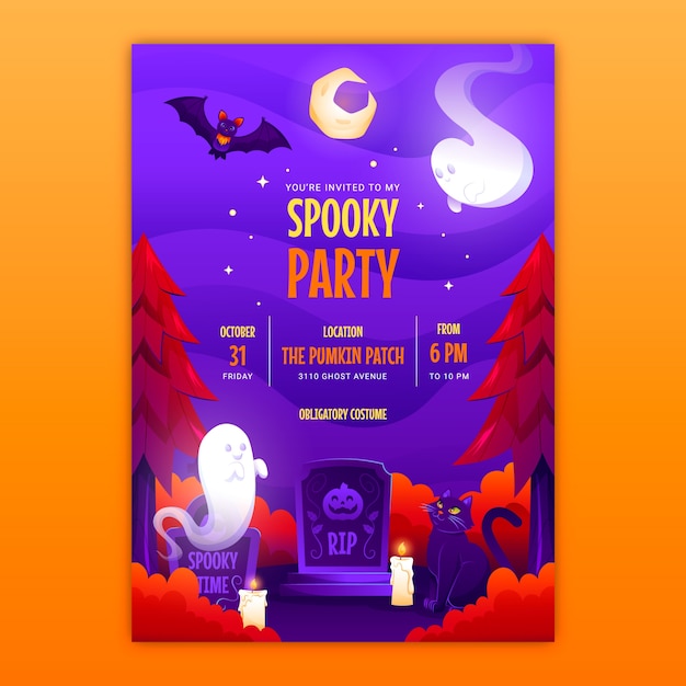 Gradient halloween invitation template