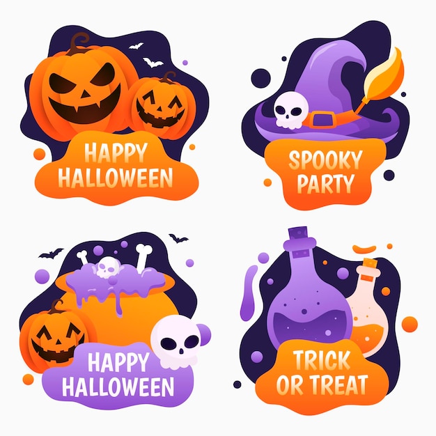 Gradient halloween labels collection