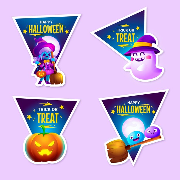 Gradient halloween labels collection