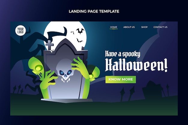 Free vector gradient halloween landing page template