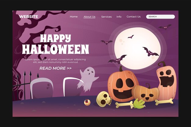 Gradient halloween landing page template