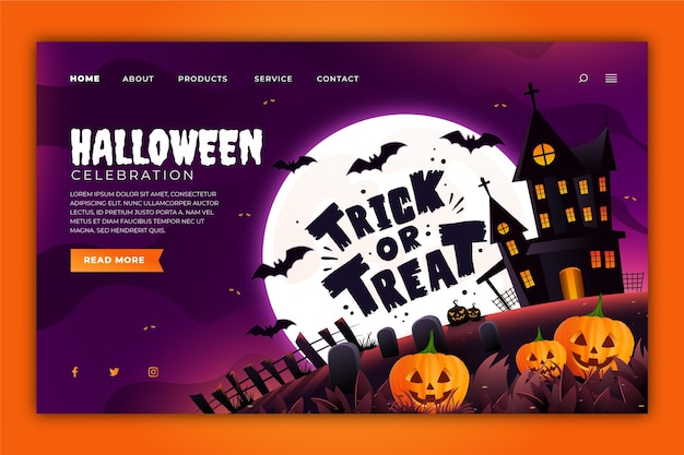 無料ベクター グラデーションハロウィーンランディングページテンプレート