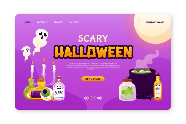 Gradient halloween landing page template