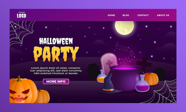 Gradient halloween landing page template