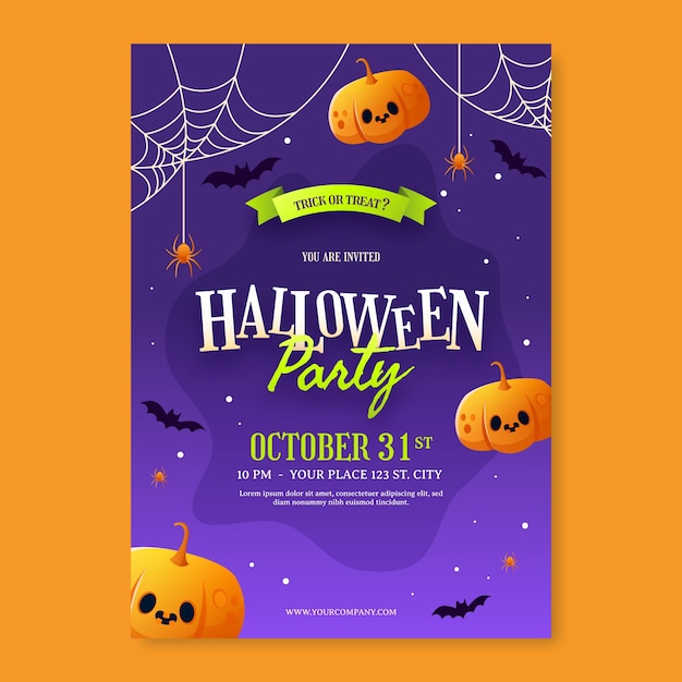 Gradient halloween party invitation template