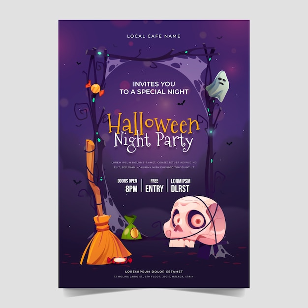 Free vector gradient halloween party invitation template