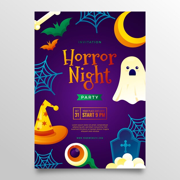 Gradient halloween party invitation template