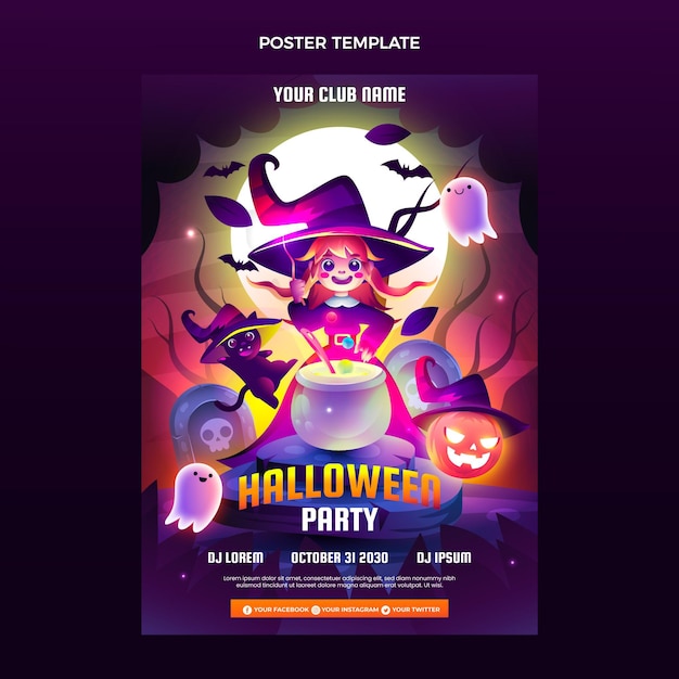 Gradient halloween party landing page template