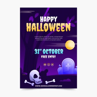 Gradient halloween party vertical flyer template