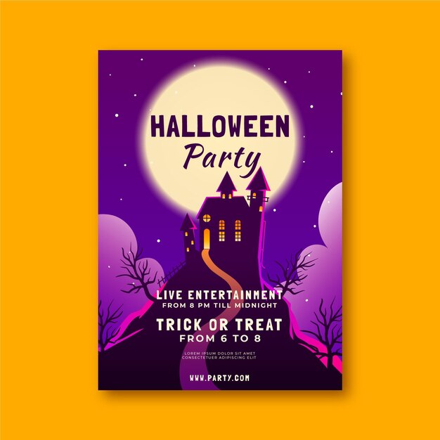 Gradient halloween party vertical poster template