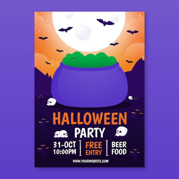 Gradient halloween party vertical poster template