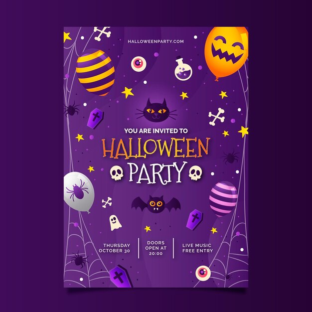 Gradient halloween party vertical poster template