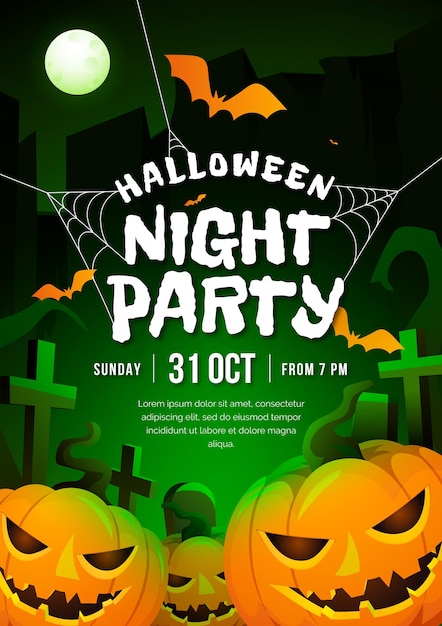 Gradient halloween party vertical poster template