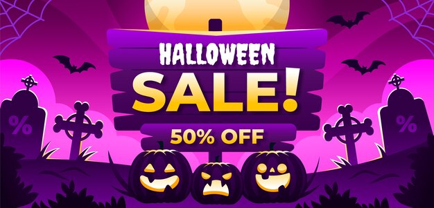 Gradient halloween sale banner template