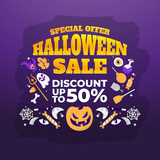 Free vector gradient halloween sale illustration