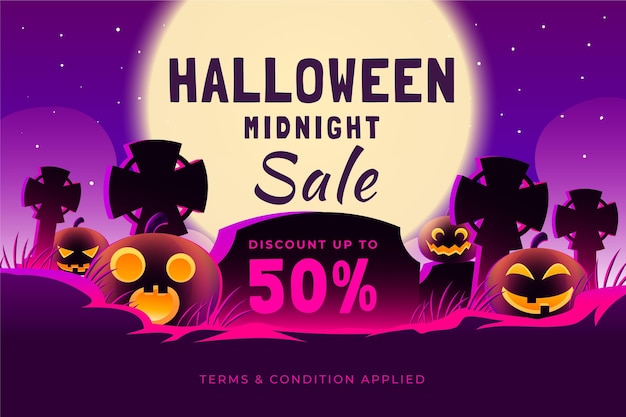 Free vector gradient halloween sale illustration