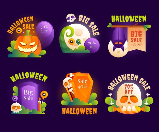 Gradient halloween sale labels collection