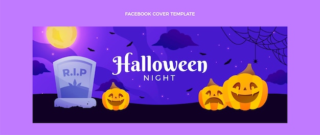 Free vector gradient halloween social media cover template