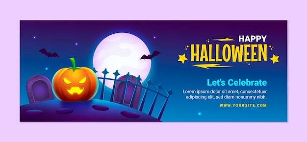 Gradient halloween social media cover template