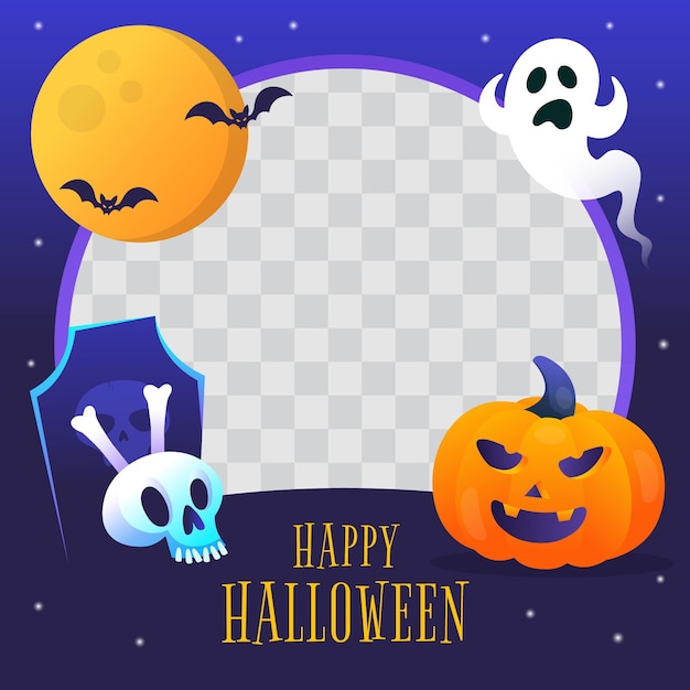 Gradient halloween social media frame template