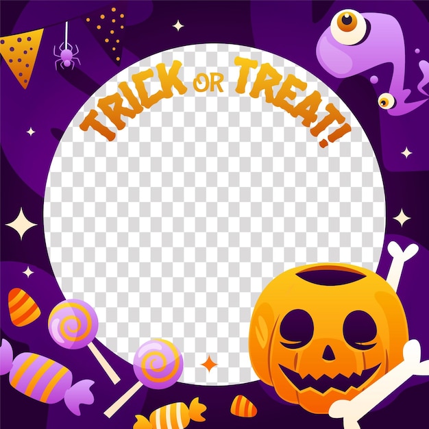 Gradient halloween social media frame template