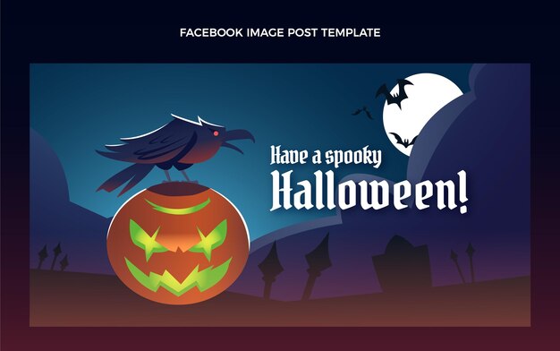 Vettore gratuito modello di post sui social media di halloween sfumato