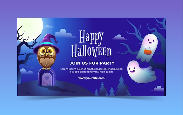 無料ベクター グラデーションハロウィーンソーシャルメディア投稿テンプレート