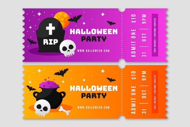 Gradient halloween tickets set