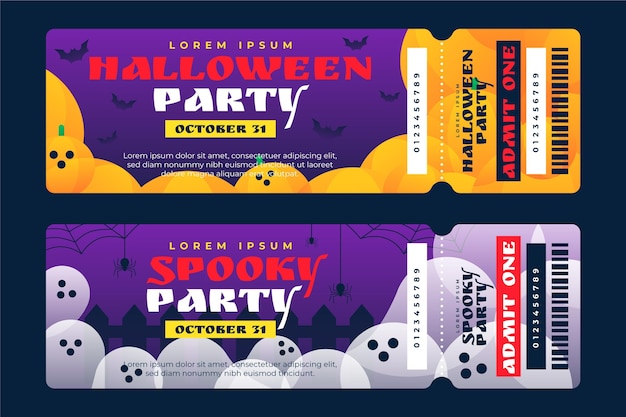 Gradient halloween tickets set