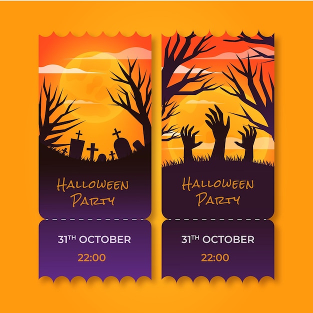 Gradient halloween tickets template