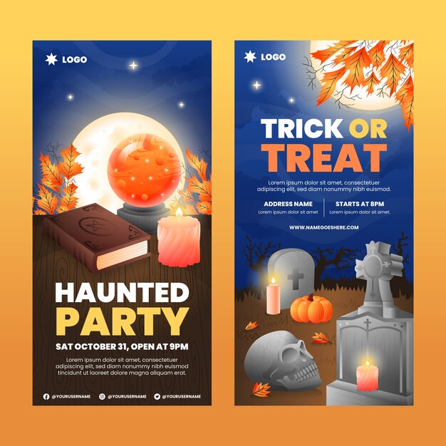 Set di banner verticali di halloween sfumato