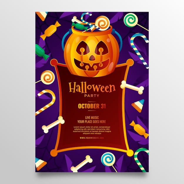 Gradient halloween vertical flyer template