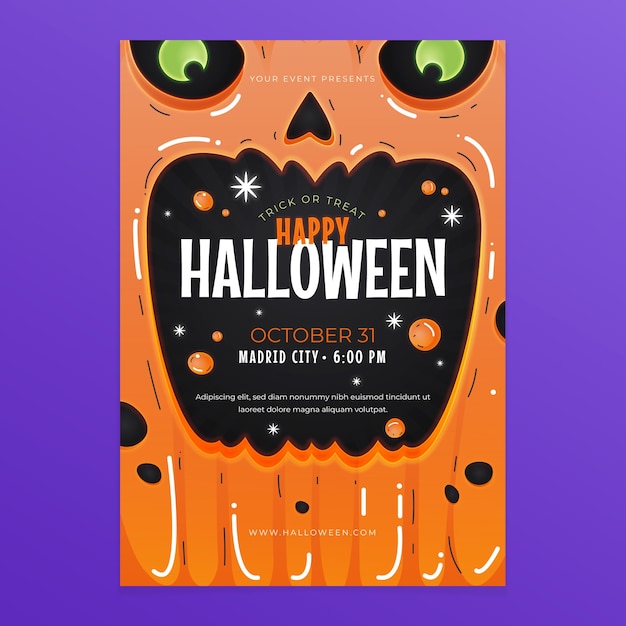 Free vector gradient halloween vertical flyer template