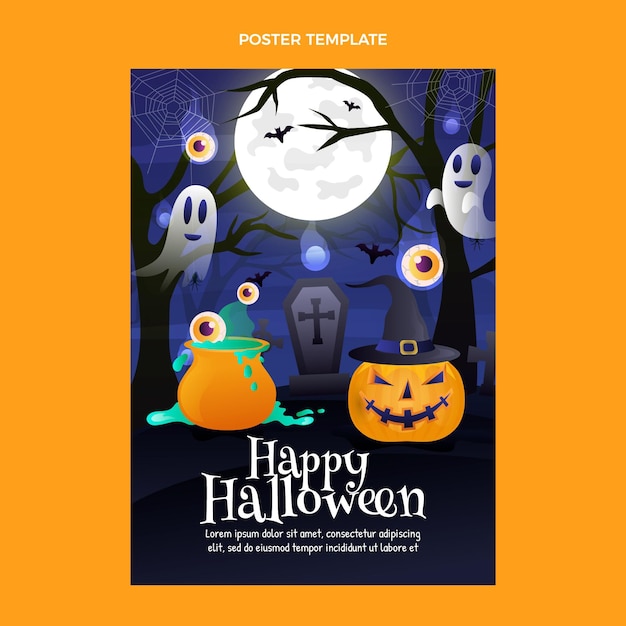 Vettore gratuito modello di poster verticale di halloween sfumato