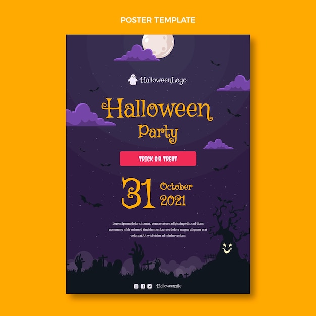Vettore gratuito modello di poster verticale di halloween sfumato