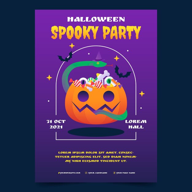 Gradient halloween vertical poster template