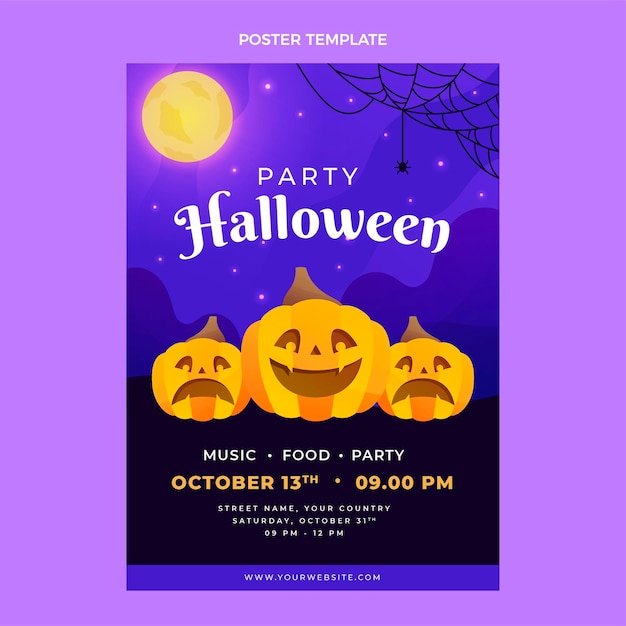 Vettore gratuito modello di poster verticale di halloween sfumato