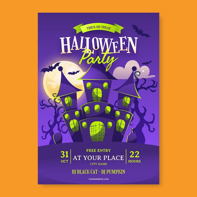 Gradient halloween vertical poster template