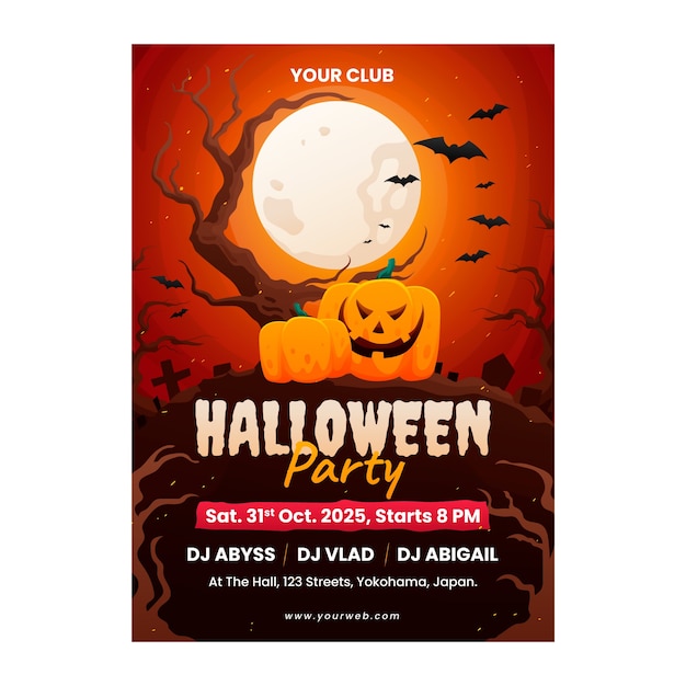 Vettore gratuito modello di poster verticale di halloween sfumato