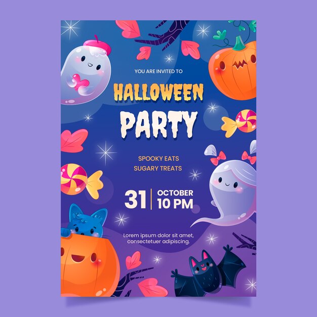 Gradient halloween vertical poster template